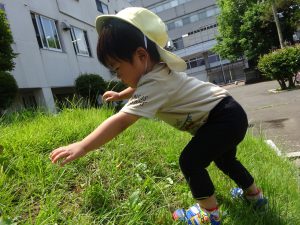 大得意の傾斜のぼりに挑戦! 今日は手をつかないでのぼってみるようです!